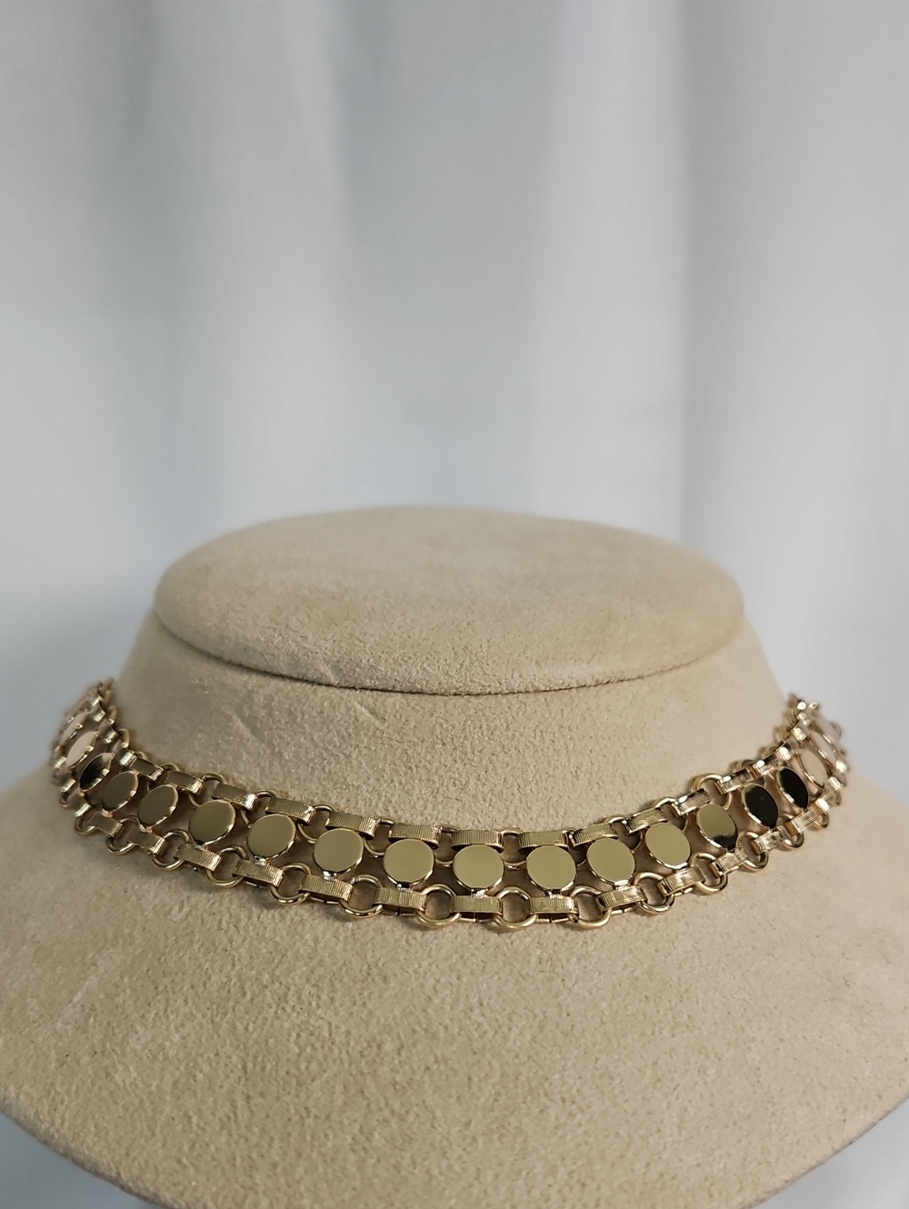 Sarah Coventry Gold-Tone Layered Disc Link Choker Necklace